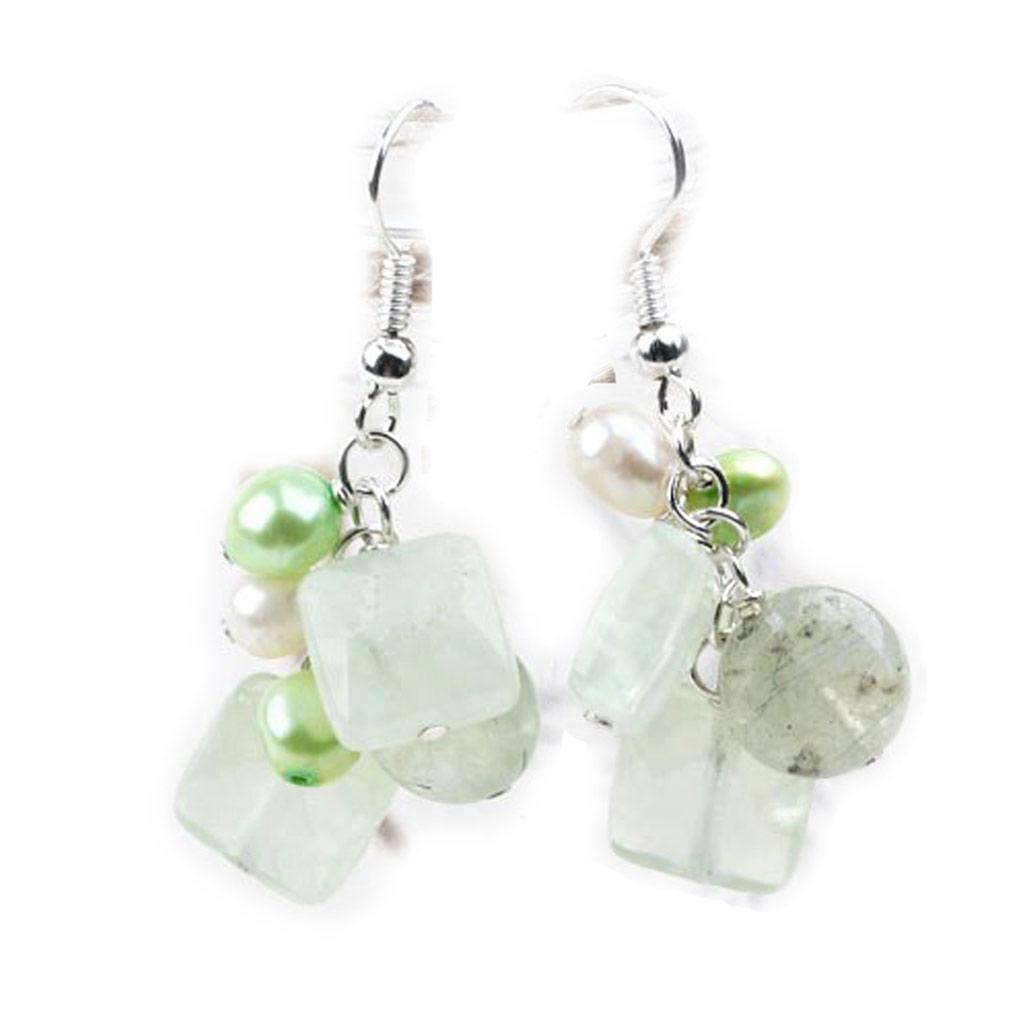 Les Trésors De Lily [K4189] - 'Minéralia' Designer Earrings In Water Green