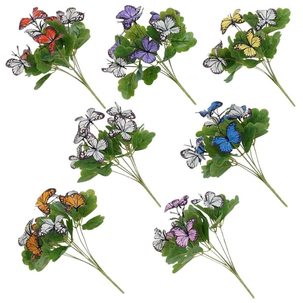 7 Head Artificial Butterfly Flowers Colorful Branches Included Fake Butterfly Bouquet Waterproof Realistic Flower Bouquet
