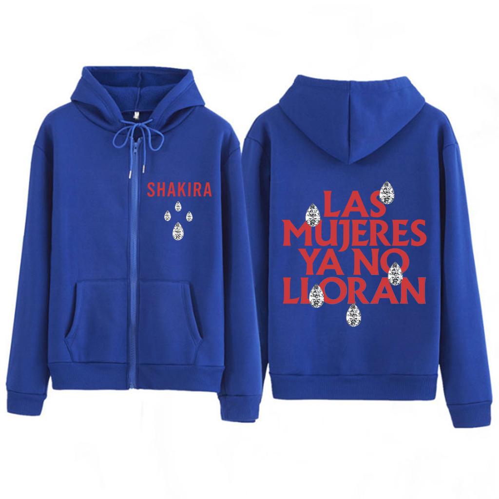 Shakira Las Mujeres Ya No Lloran Album Tour Print Zipper Hoodie Men Women Fashion Loose Casual Zip Up Jacket Streetwear Top