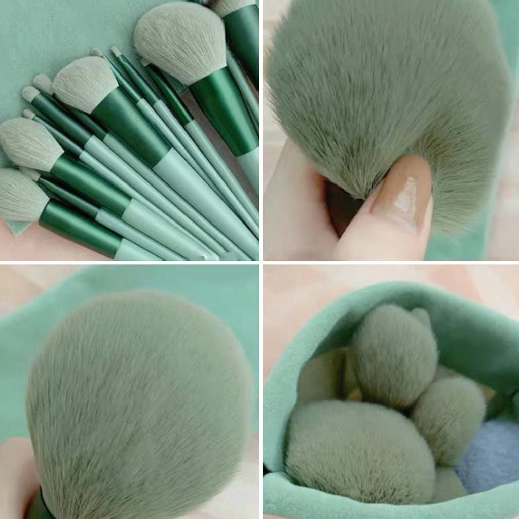 Green/Pink 13PCS Makeup Brush Set Soft Nylon Soft Fur Delicate Brushes Essential For Daily Makeup Tools Valentine'S Day Gift