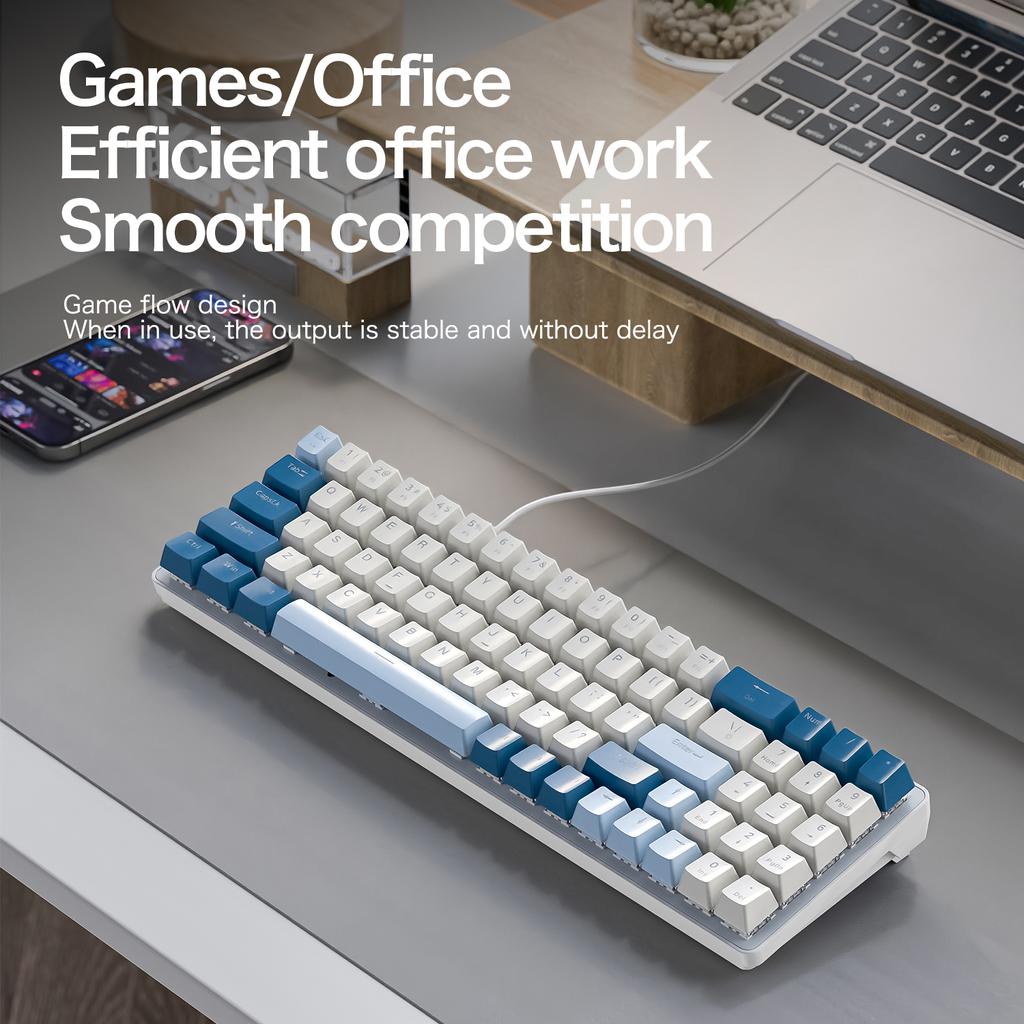 ZIYOULANG K65 78 Keys Hot Swappable Mechanical Keyboard RGB Light USB Wired Keyboard