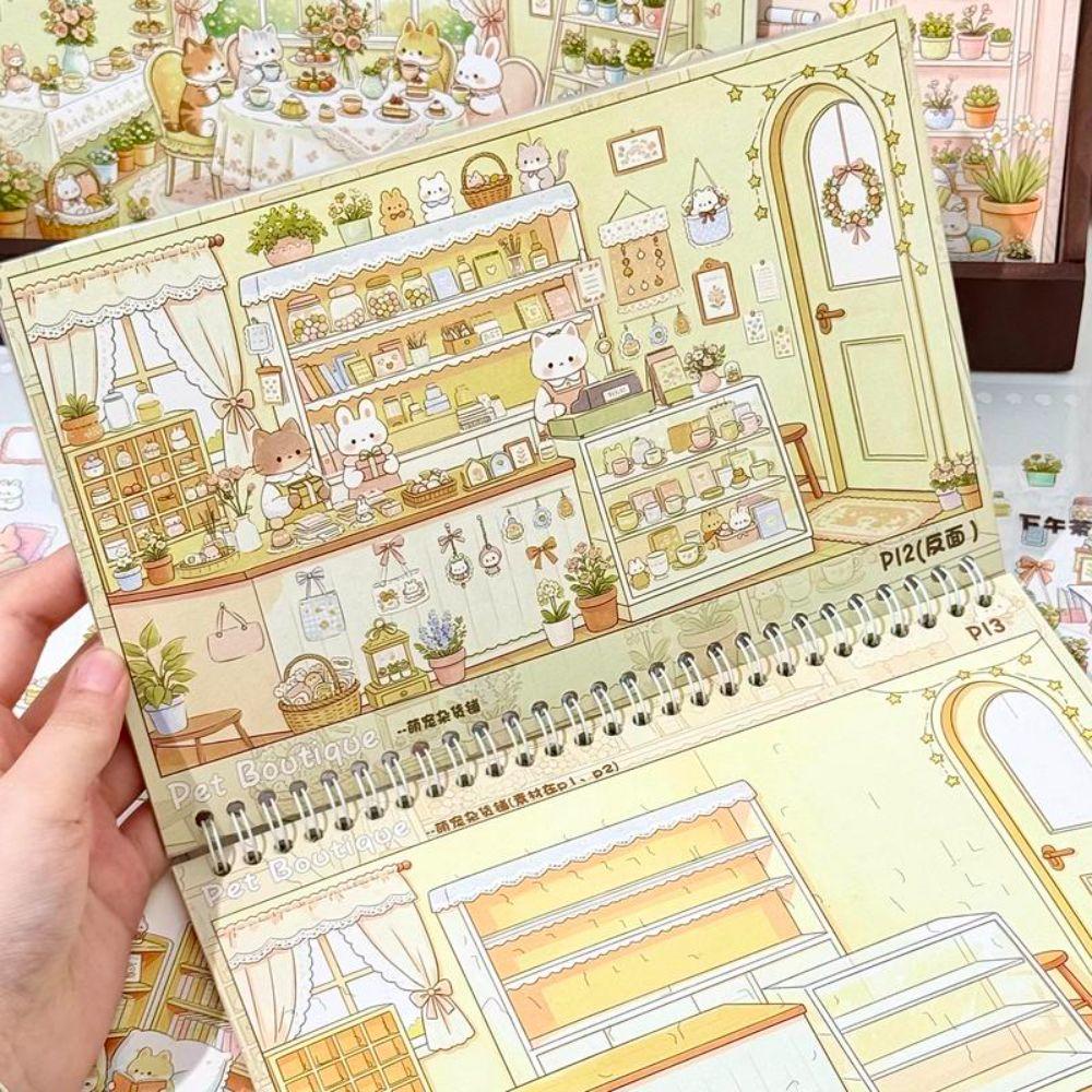 Cute Cartoon Style Scene Building Sticker Book Scrapbook Stickers  Scrapbook Decorating