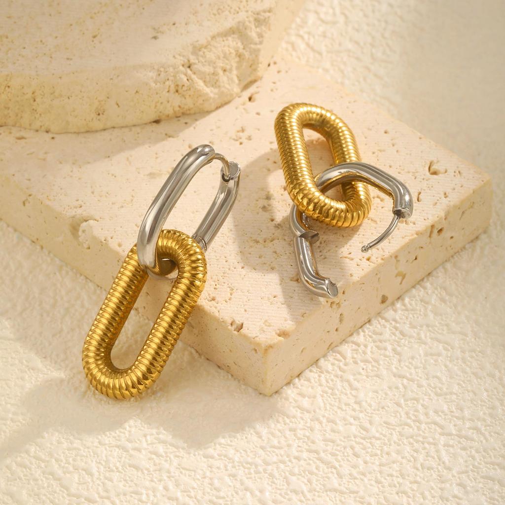 Paperclip Oval Drop Dangle Earrings, Stainless Steel Chain Chunky Loop Hoop Earrings for Women,Trendy Geometric Jewelry Gift