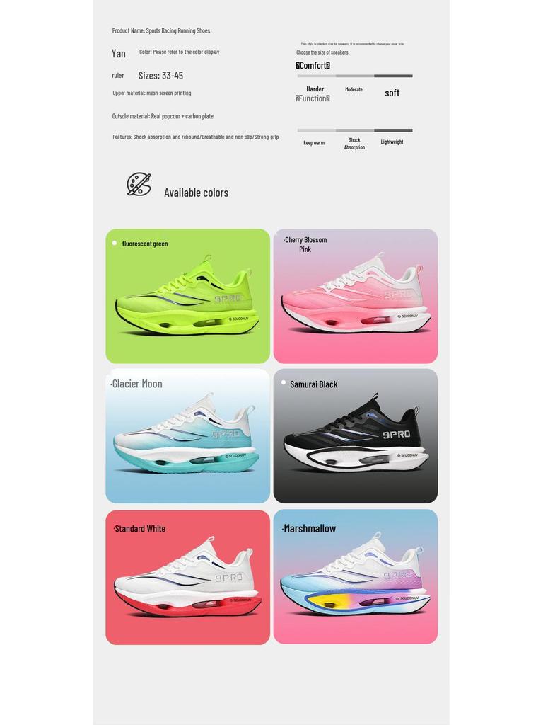 Scarpe da Corsa da Gara con Piastra in Carbonio per Ragazzi - Ultraleggere, Ammortizzanti, Mesh Traspirante per Bambini Medi e Grandi