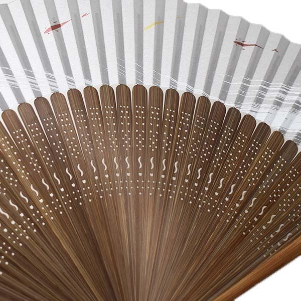 Kimono painted made in carved karaki large short ayu pearl [Stylish Iroha] High-quality fan, scented, Japan, medium-sized wood, length, (sweetfish)