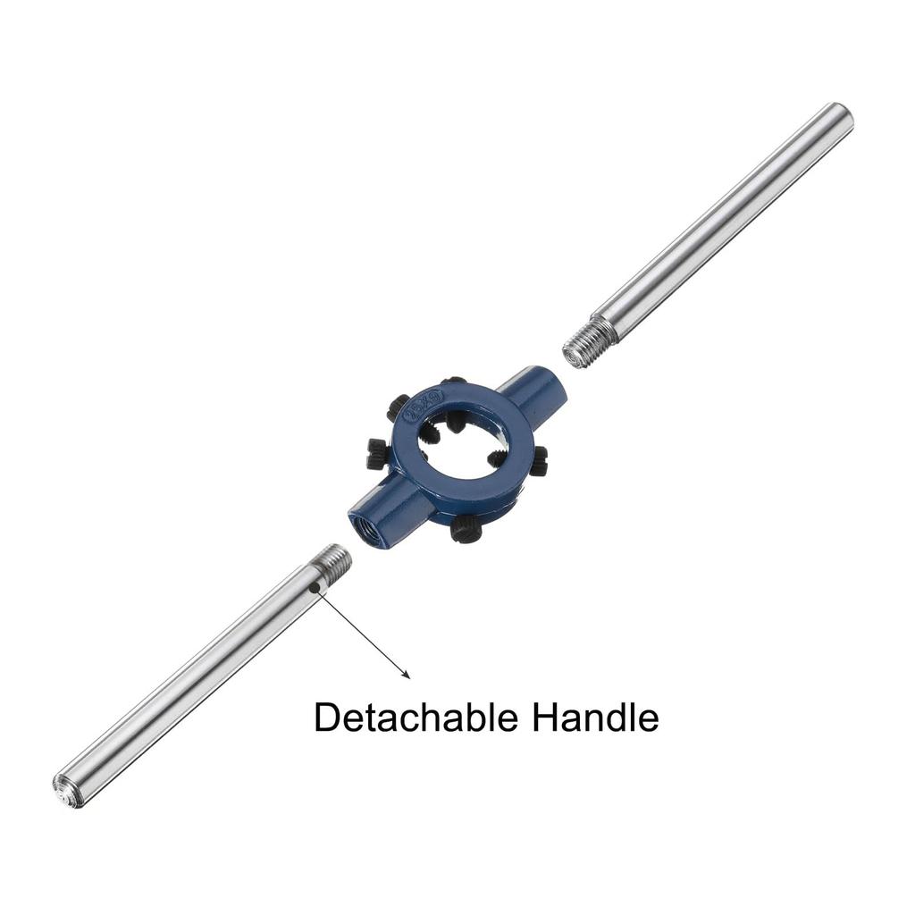 Uxcell Round Die Stock Handle Wrench 25mm Adjustable Threading Die Wrench Handle Holder for Bolt Thread Bar Type Tool Metric Outer Diameter (0.98")