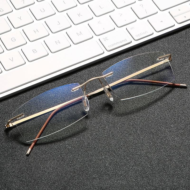 Man Rimless Reading Glasses Women Blue Light Blocking Read Glasses HD Lenses Presbyopic Eyewear Half Frame Presbyopia Eyeglasses