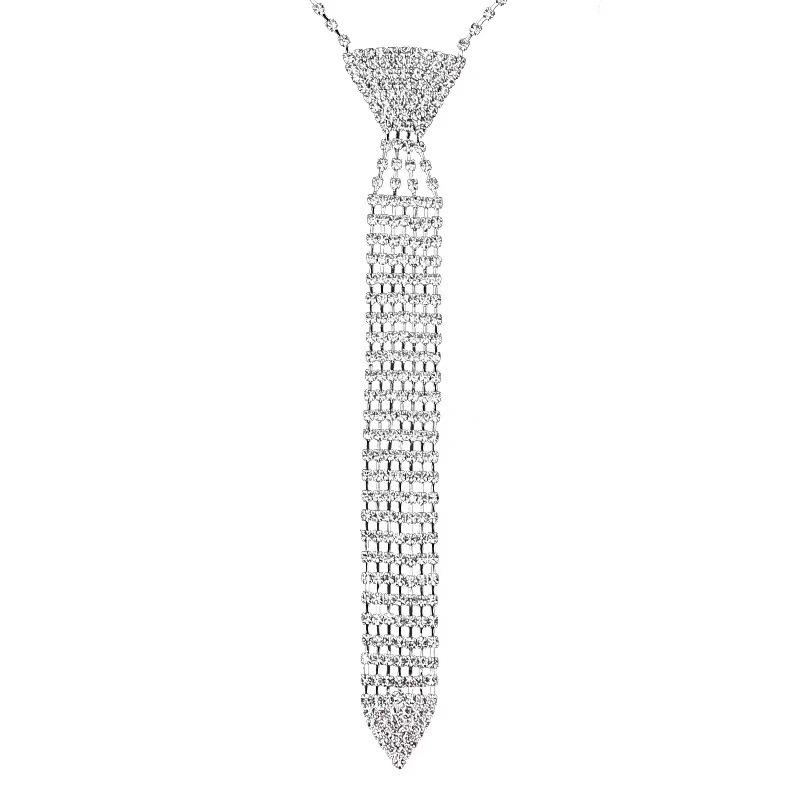 

Luxury Geometric Elegant Tie Design Long Necklace Women s Wedding Engagement Party Jewelry Sweater Chain