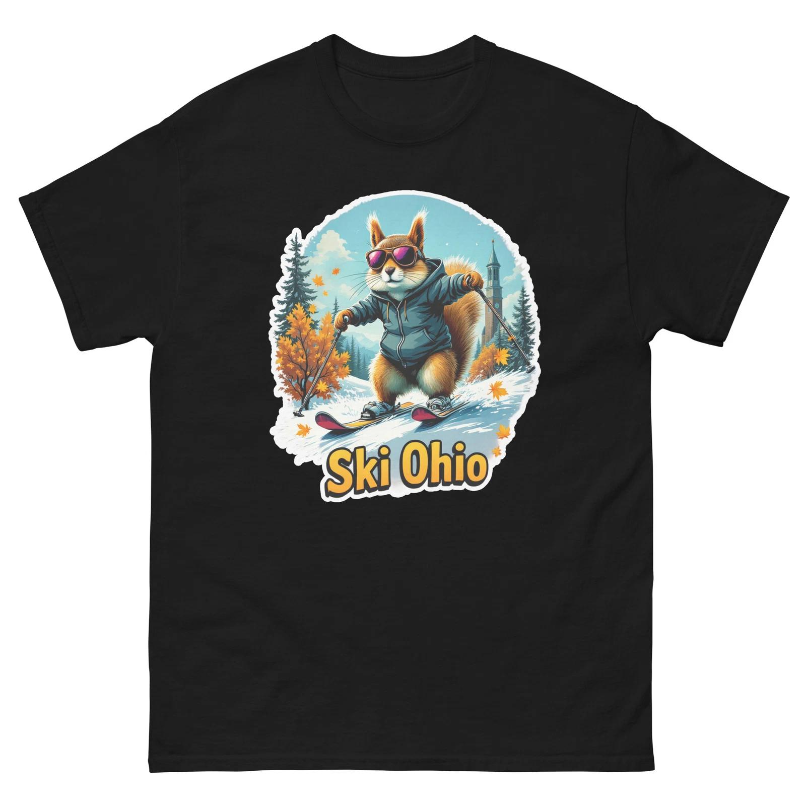 Ski Ohio Squirrel Skiing Skier Animal T-Shirt 3XL