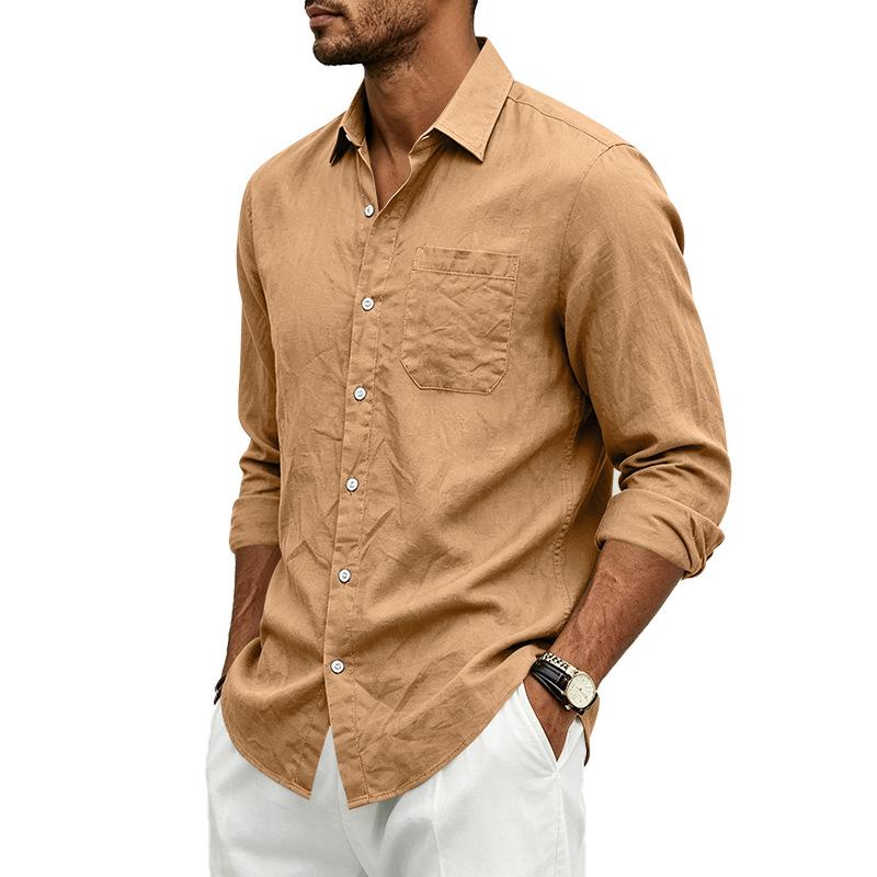 Men S Linen Long Sleeve Loose Fit Casual Shirt S