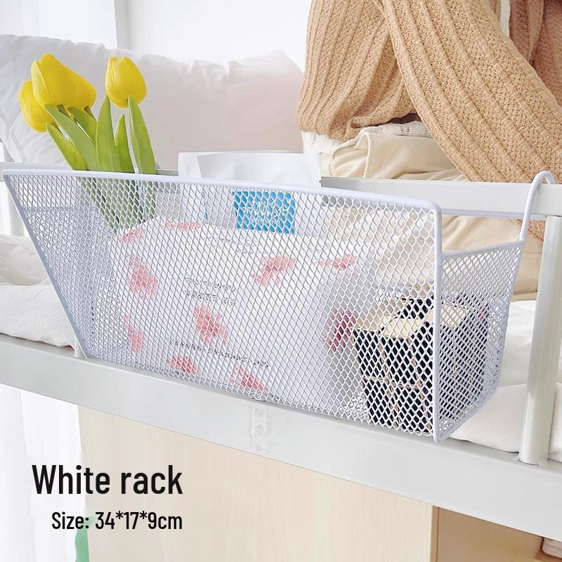 Hanging Bedside Storage Basket: Dormitory Bunk Organizer with Hooks
