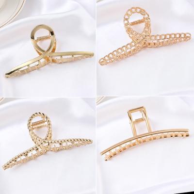 Korean Metal Geometric Claw Barrettes Elegant Clip Crab for Women Hollow Out Hairpin Girl Hair Accessories