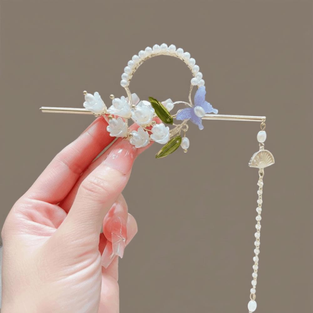 Vintage Hanfu Hairpin Elegant Pearls Hair Sticks Gift Floral Hair Accessory  Wedding