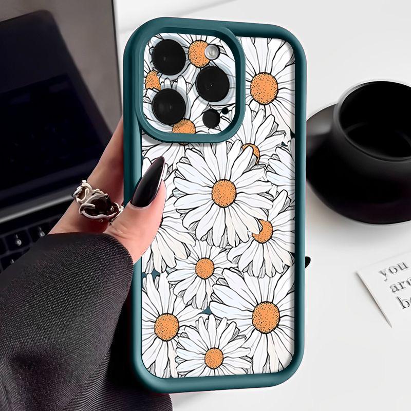 For iPhone 16 Pro Max Phone Case For iPhone 16e 15 14 13 12 Pro Max Plus 11 XR XS Flower Print Phone Case TPU Soft Shockproof Case Cover