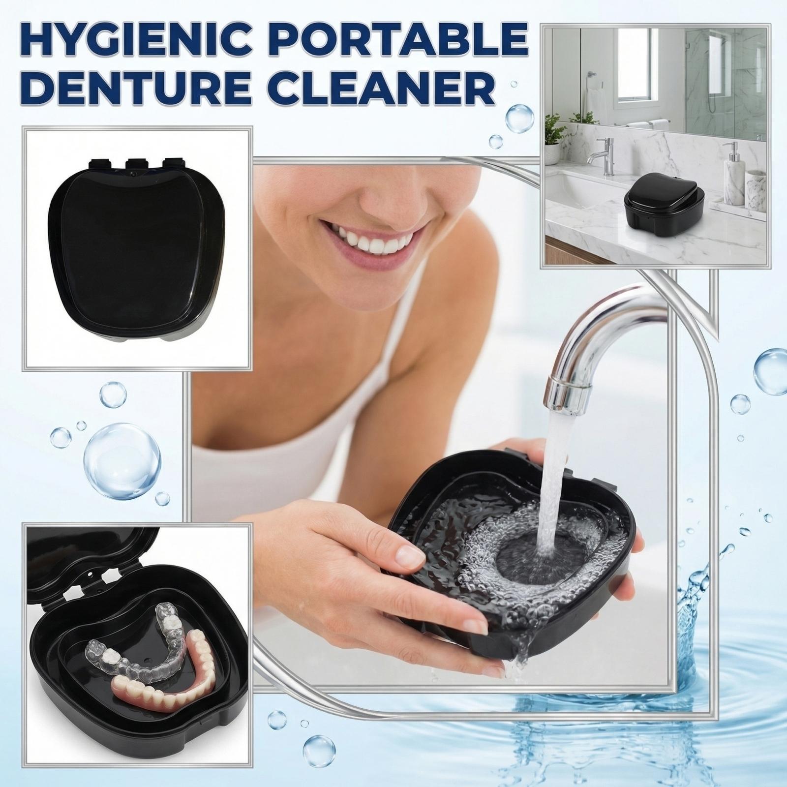 

Portable Braces Cleaning Box Denture Cleaner Portable Teeth Box one size чёрный