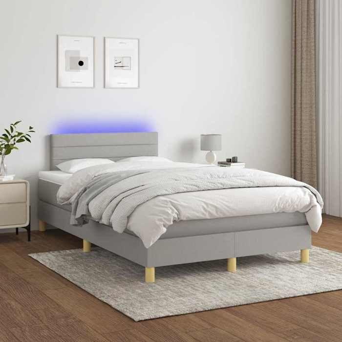 Maison Exclusive - Sommier à lattes de lit matelas LED gris clair 120x190 cm tissu