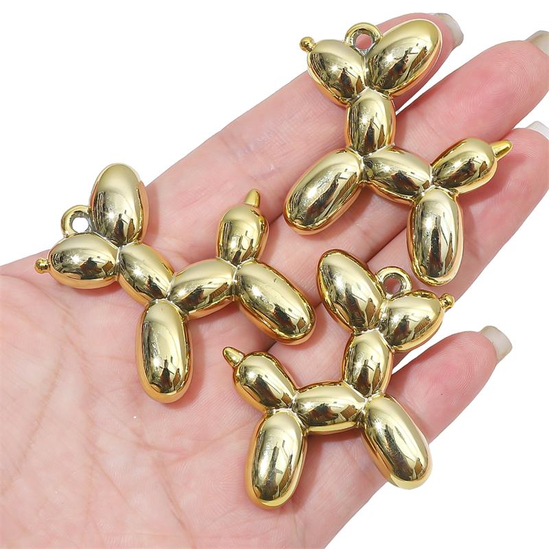 

1/2 шт. акриловый гальванический УФ-шар подвеска в форме собаки подвески для изготовления ювелирных изделий своими руками серьги-браслеты 42x43mm 2pcs золотой