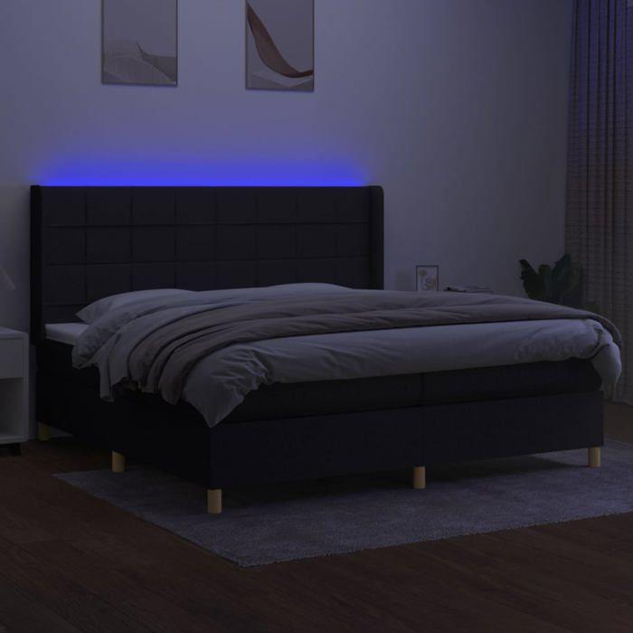 VidaXL Slat Bed Base with Mattress and LED, Upholstered Bed with Headboard, Double Bed, Adult Bedroom Bed, 3138903