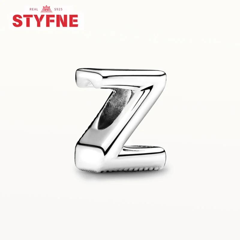 

Silver 925 26 Letter A-Z Alphabet Charm Fine Beads Fit Charms Silver Bracelet DIY Fine Jewelry for Women Gifts Making