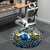 1pc Peacock StainedGlass Office Round Area Rug, Indoor Mat Suitable For Office, Under Office Chairs Bedroom Living Room Home Decor, Room Deco