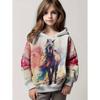 Cool Horse Girl Clothes Animals 3D Print Spring  Autumn Long Sleeve Hoodies Loose Lightweight Sweatshirt Comfortable Children's Clothing
