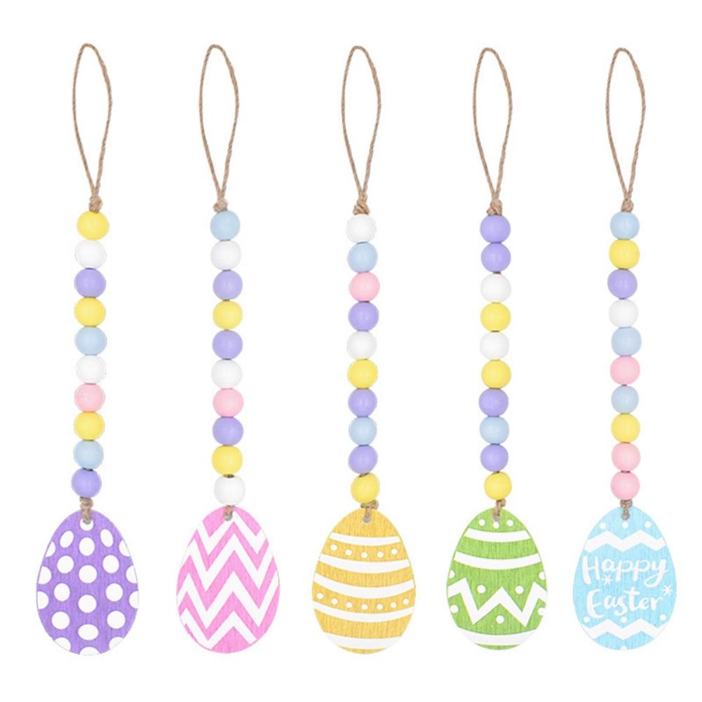 Easter Wood Bead Garlands Holiday Party Farmhouse Country Hanging Beads