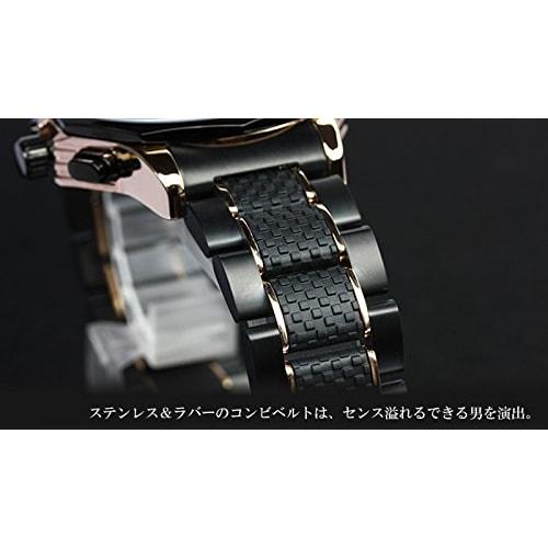 Salvatore Mara Watch Chronograph 10 ATM Water Resistant Business Formal Italian Brand Limited Model Men's SM15104 (Black X Pink Gold)