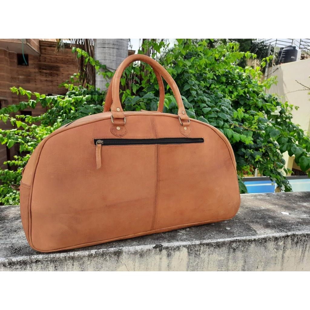 Men Brown Vintage Real Travel Luggage Duffle Gym Bags Tote Goat Leather