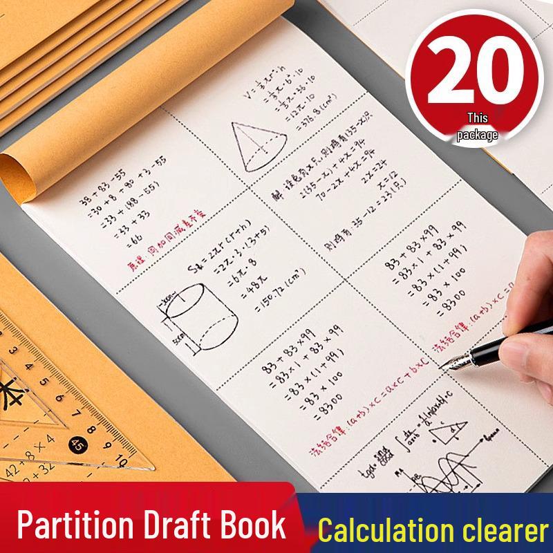 Partitioned Math Scratchpad for Students: Ideal for Elementary, Junior High, and High School Exam Prep and Drafts.