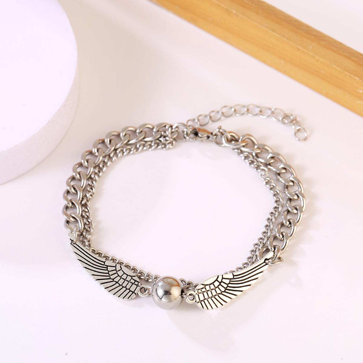 

Harri Golden Snitch Bracelet For women men Potter Multi Wings Snitchs Double Layer Stack Bracelets Jewelry for Fans Gifts серебряный