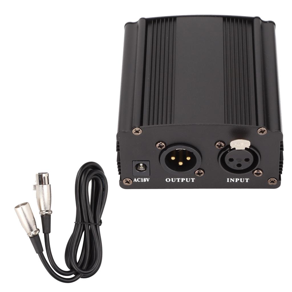 48 V Phantom Power Supply Professional Phantom Power with XLR 3 Pin Cable for Music Recording