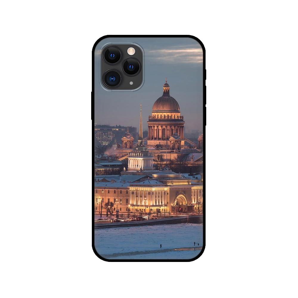 Black tpu case for iphone 5 5s se 2020 6 6s 7 8 plus x 10 XR XS 11 12 mini pro MAX back Russian Moscow Saint Petersburg