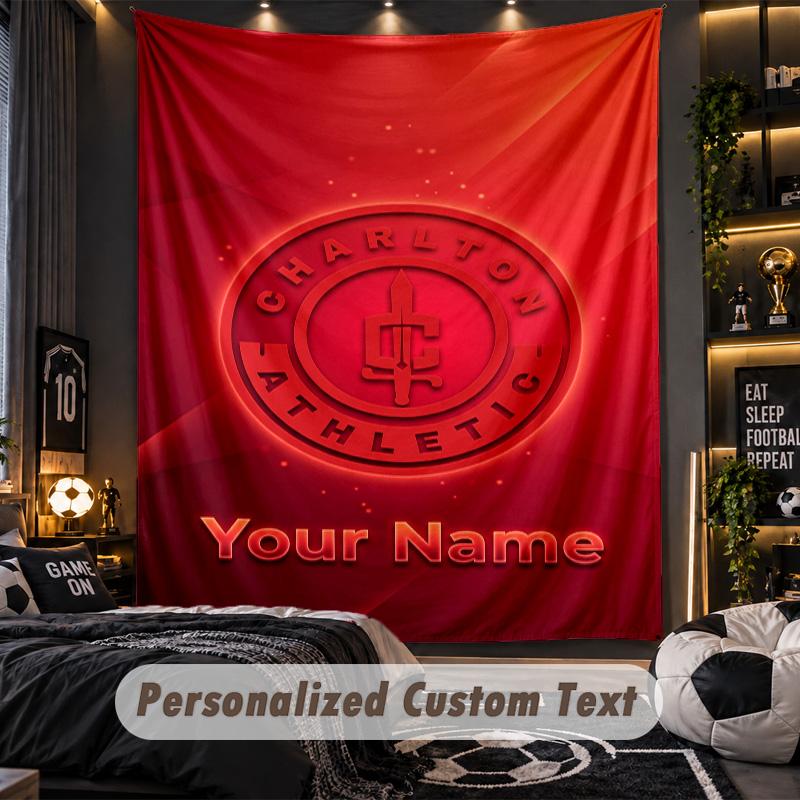 TapestryCharlton Athletic Custom Name Text Personalized Wall Hanging Tapestry Home Wall Decor