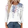 Women's Fashion Casual Round Neck 3/4 Sleeve Loose  Printed T-Shirt Ladies Top