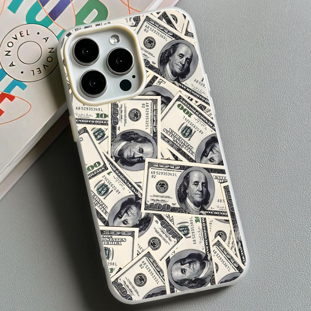 USD Dollar Jelly Double Layer White Mobile Phone Case for iPhone 17 16 15 14 13 12 11 Air Pro Max Plus Protective