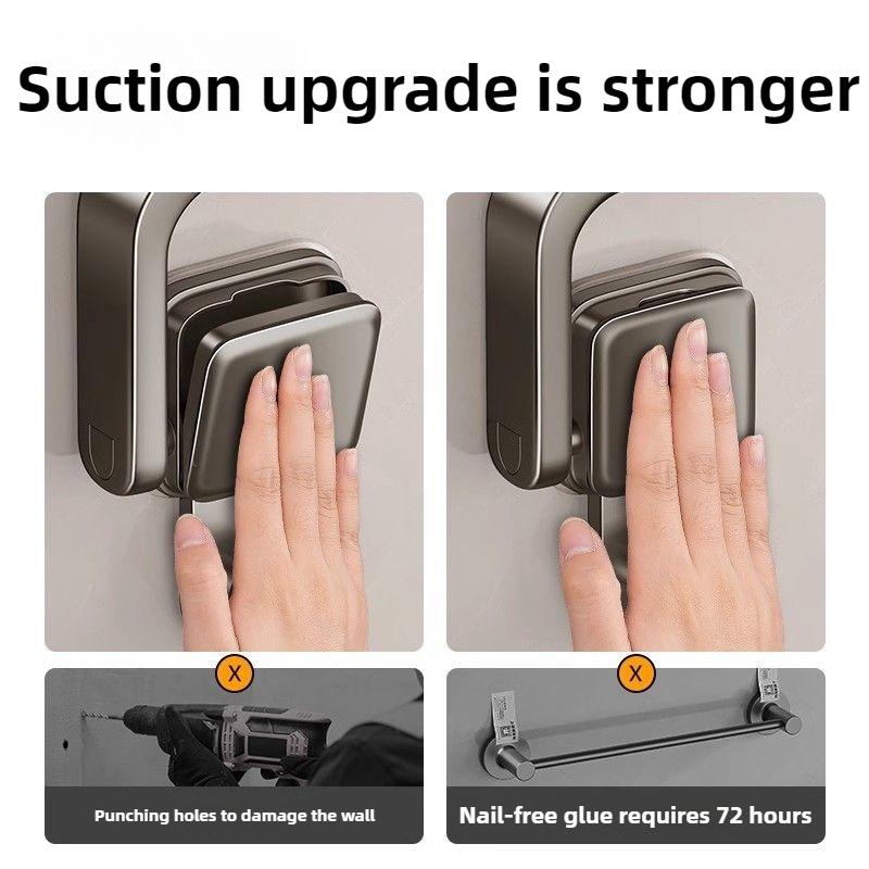 Suction Cup Folding Towel Rack Bathroom Storage Rack No Drilling Bathroom Horizontal Bar Towel Rack Kitchen Bathroom Acssories