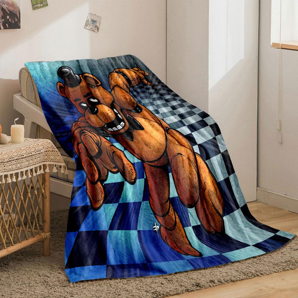Freddy Fazbear Animatronic Blanket Bedroom Blanket for Livingroom Couch Lunch Break Soft Cozy Throw for Friend's Festival Gift
