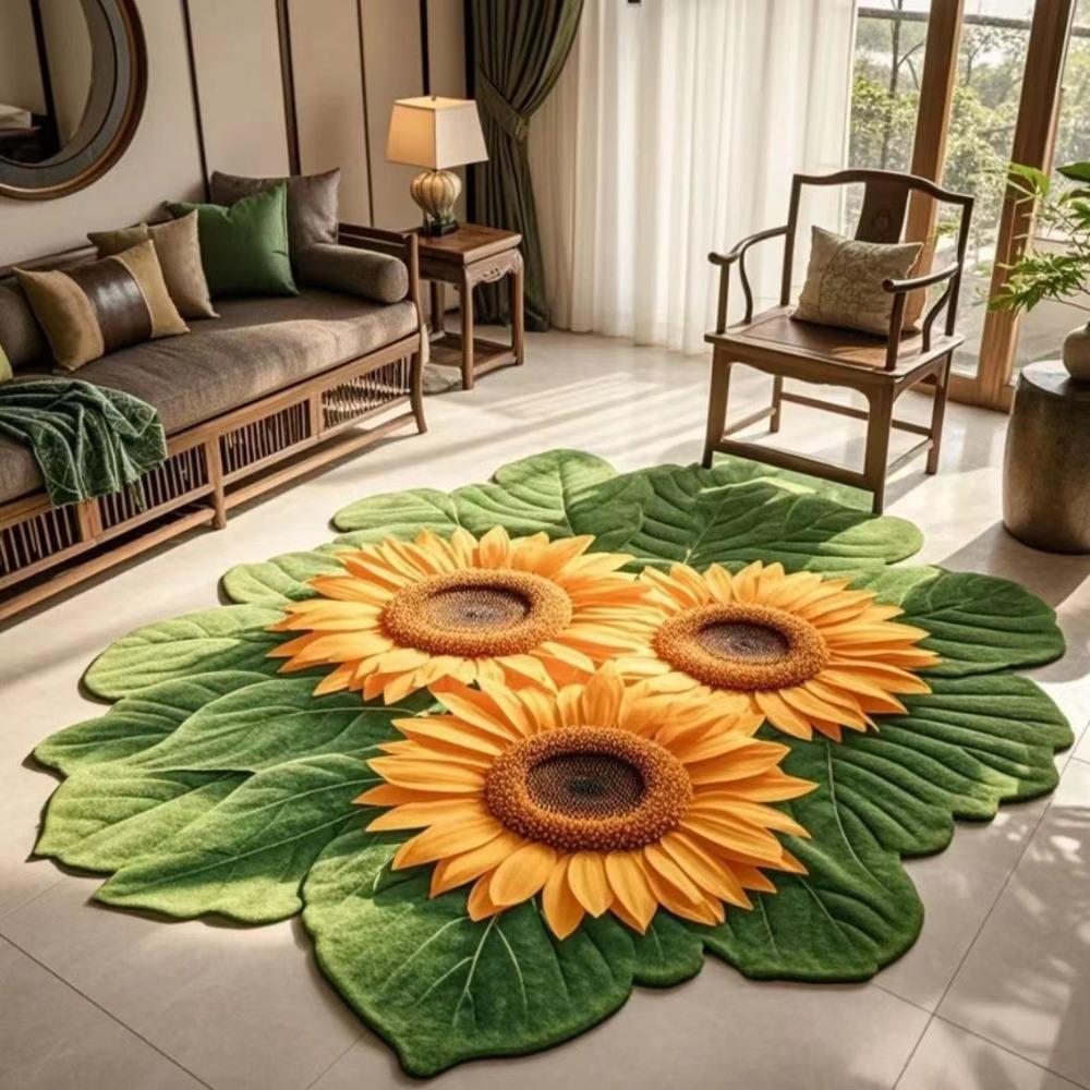 Soft Sunflower Mat Special-shaped Bathroom Floor Mat  for Living Room Tea Table Bedside