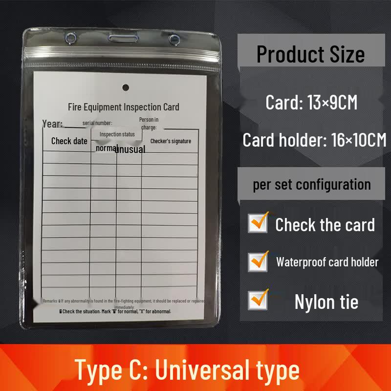 Fire Equipment Inspection Card with Waterproof Sleeve