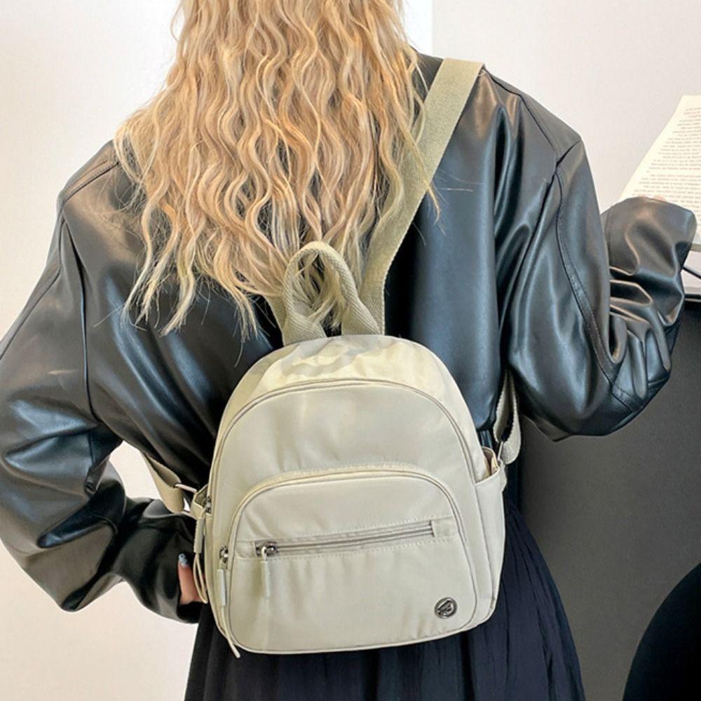 Portable Multipockets Casual Backpack Solid Color Minimalist Commuting Backpack  Student