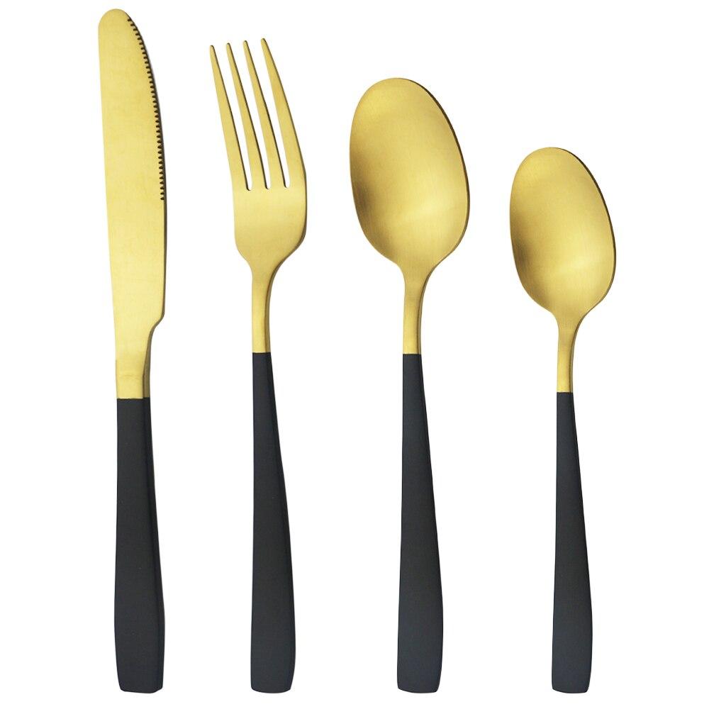 4Pcs Matte Silver Stainless Steel Silverware Cutlery Set Dinnerware Knife Fork Spoon Flatware Kitchen Home Dinner Tableware Set