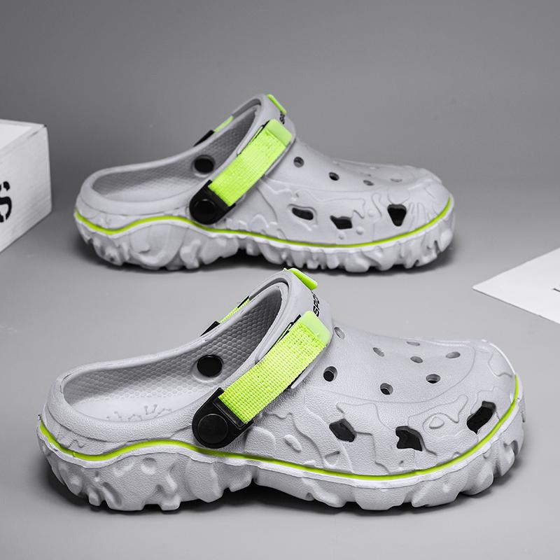 

Mens Clogs Outdoor Sandals Men Non-Slip Garden Slippers Soft Sole Breathable Comfortable House Shoes Big Size Comfortable 47 сірий