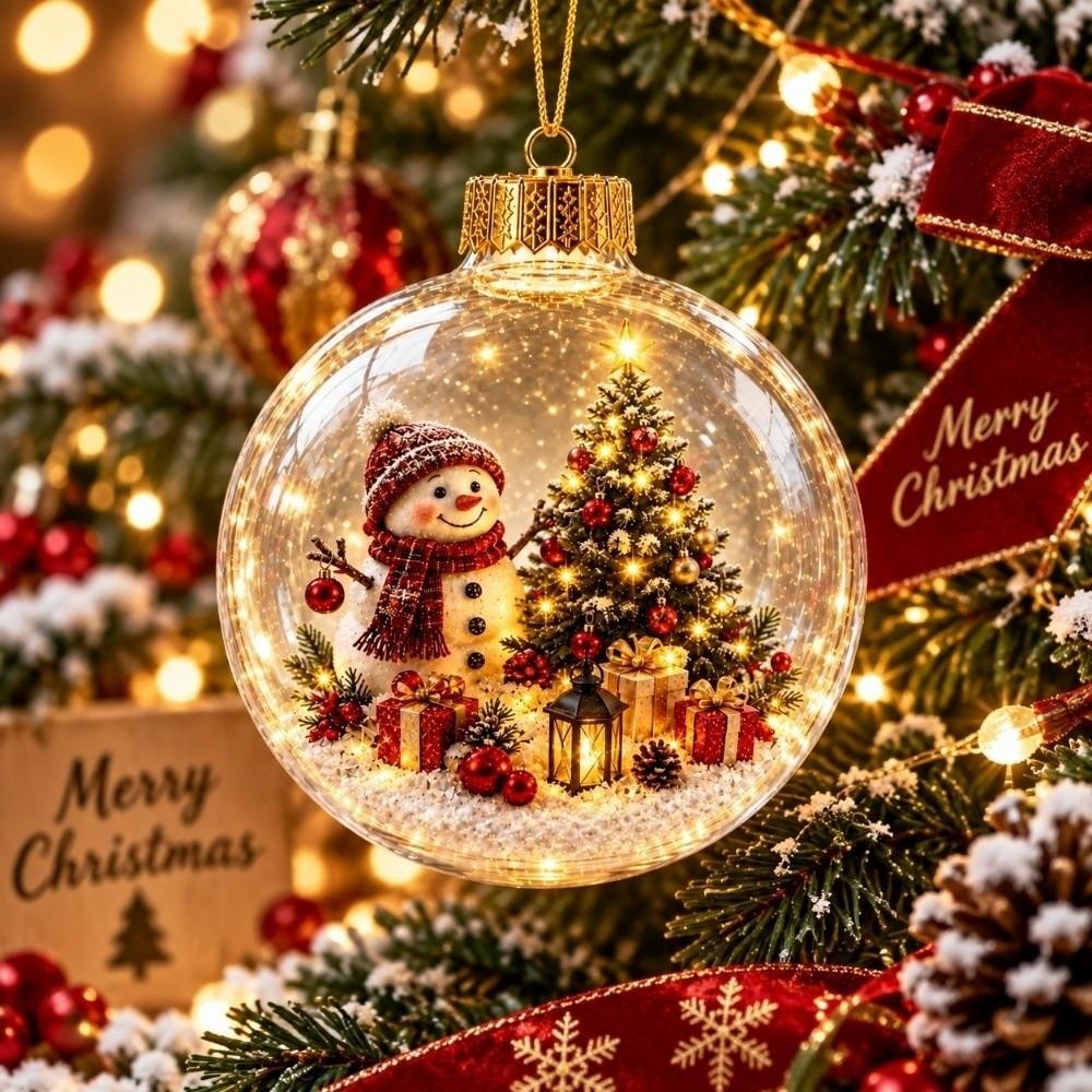 2D plochý vzor vánoční koule Ozdoba Lehká průhledná koule Bauble Dekorace na krb