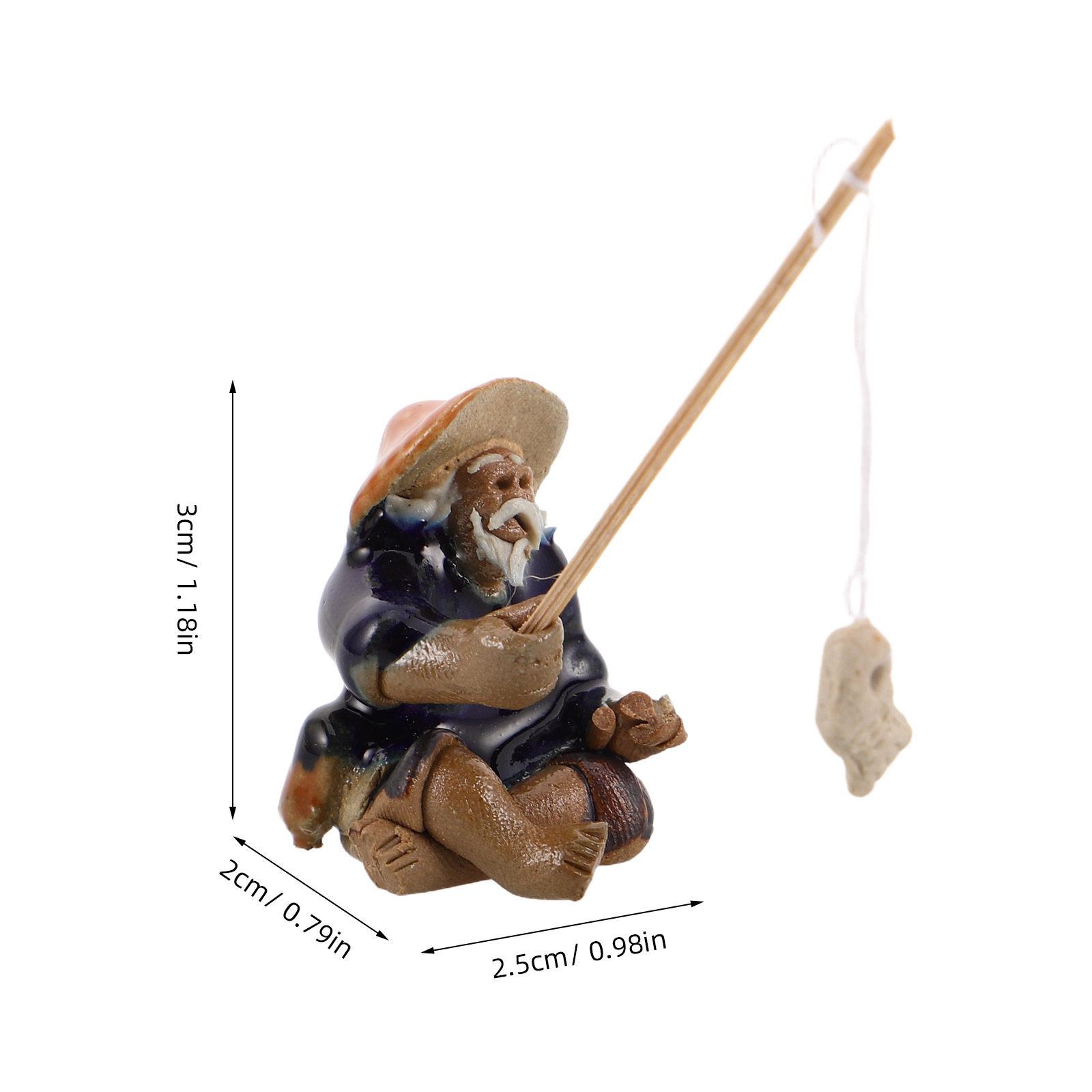 

Mini Ceramic Garden Fisherman Statue Sitting Fishing Bonsai Aquarium Fish Tank Micro Landscape Decoration Fairy Garden Figurine синий