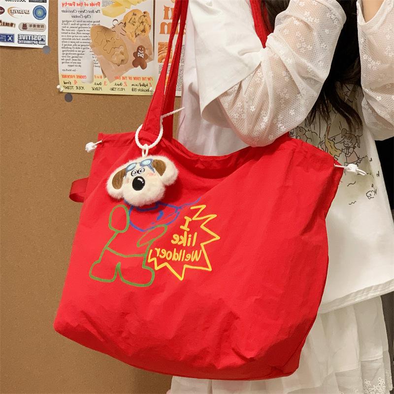 Cute graffiti shoulder bag for women large capacity 2025 new Korean version simple student tote bag for class tote bag