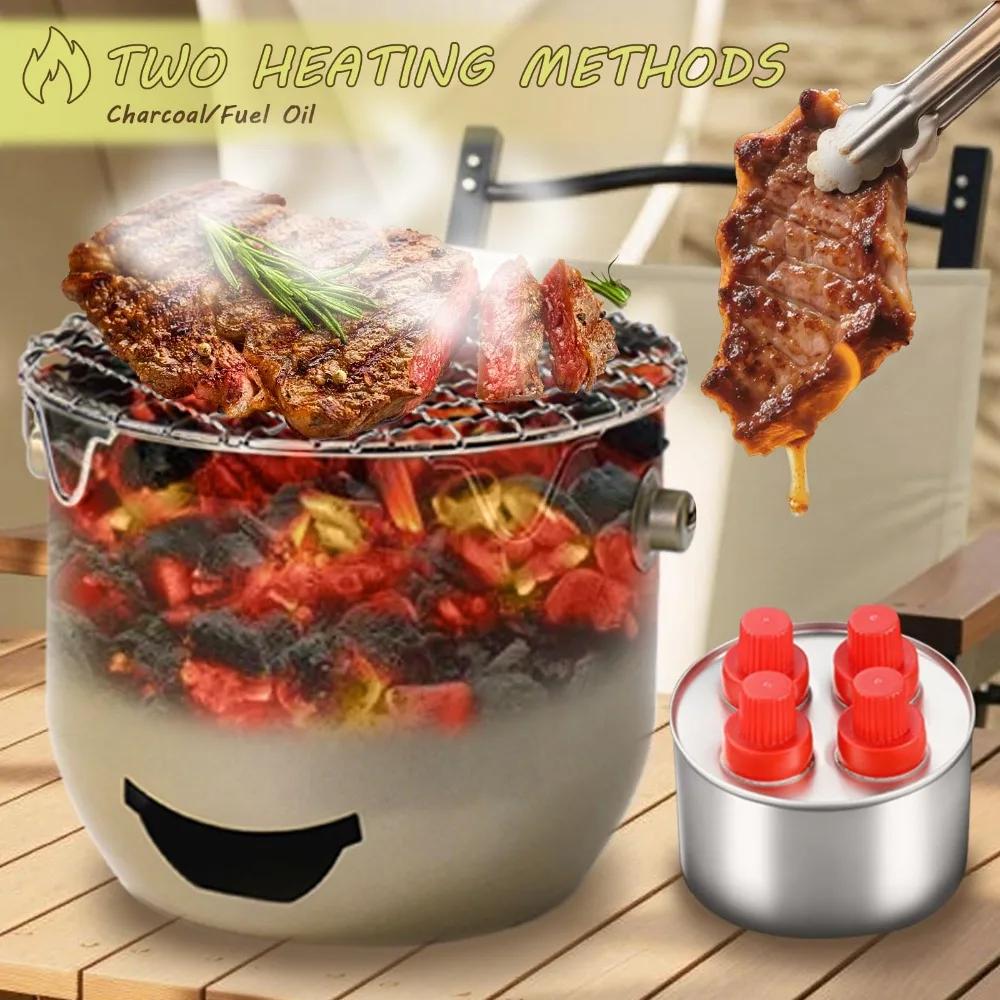 Household Outdoor Portable Mini Small Carbon Stove BBQ Stainless Steel Enclosure Stove Tea Olive Alcohol Korean Barbecue Stove