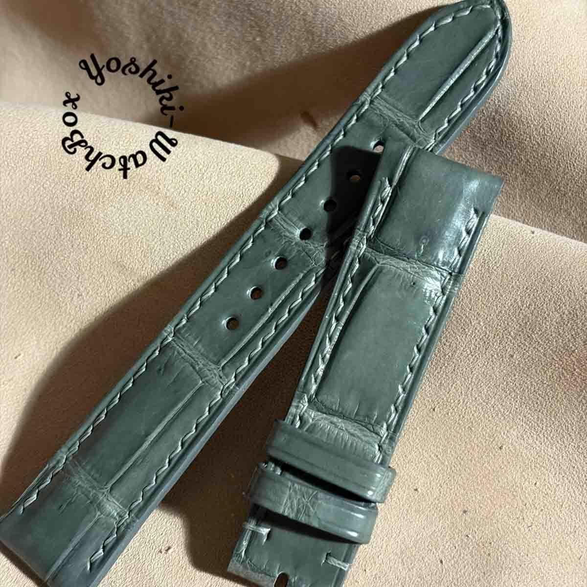 Used cro-2051 Crocodile watch strap gray (lug width 20 mm - buckle width 18 mm)