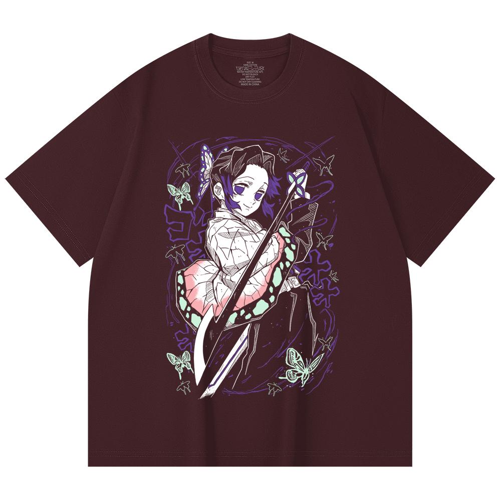

230 Gsm 100% Cotton Demon Slayer V44 Shibobu Print Unisex Heavy Cotton T Shirt 2XL