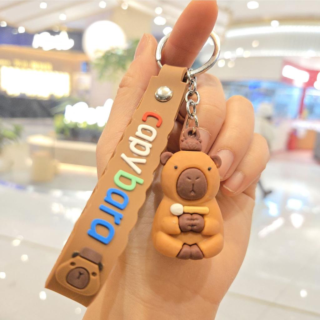 Přívěsek na klíče panenka Kapybara Series, Kreativní silikonový přívěsek na klíče morče, Přívěsek na tašku pro pár