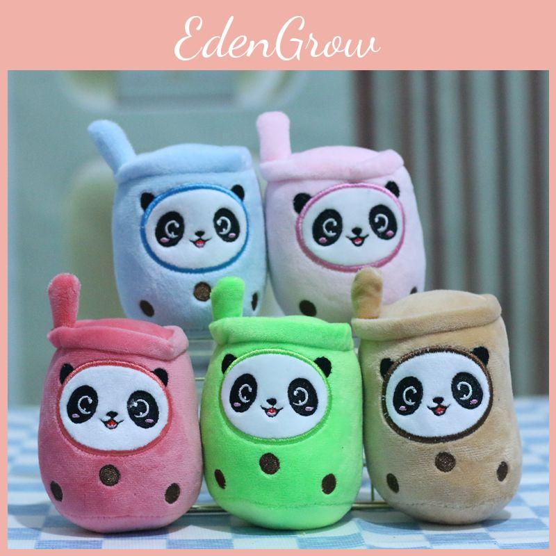 Charming Cartoon Panda Cup Plush Doll Keyring With Premium Pp Cotton Filling